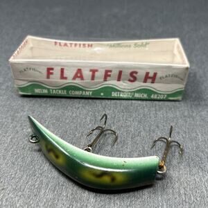 Vintage Helin Tackle Co. Flatfish Lazy Ike L9 Fishing Lure 2 Treble Hooks